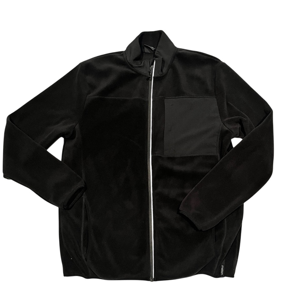Adult Medium Black Motion Zip Up Fleece Coat Jacket Lightweight Casual